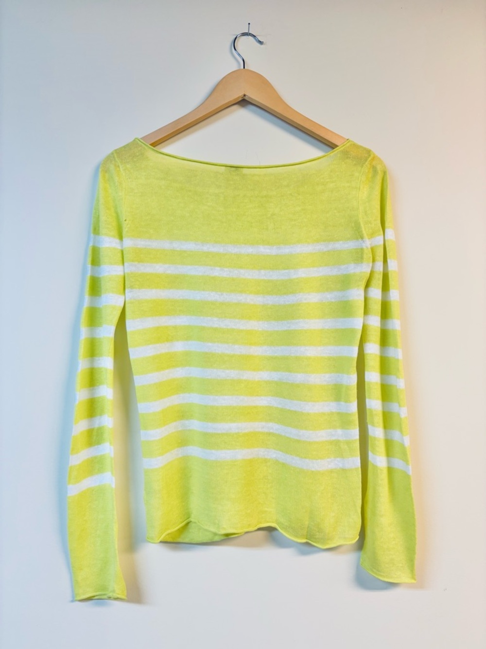 Aritzia Babaton 100% Linen Hobart Striped Knit Sweater Cream Yellow XS - Picture 6 of 8